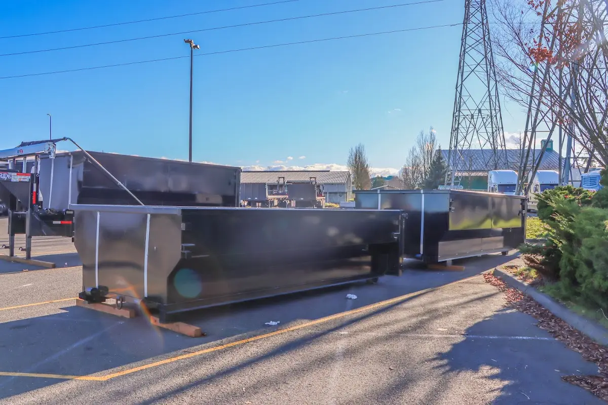 Roll-off dumpster ready for waste disposal at job site for Construction Dumpster Rental in Flatwoods